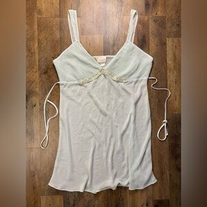 Expressions Light Green Sleeveless Top with Floral Trim